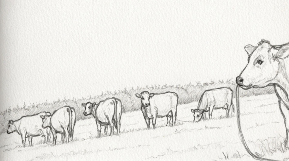 Herd grazing at distance