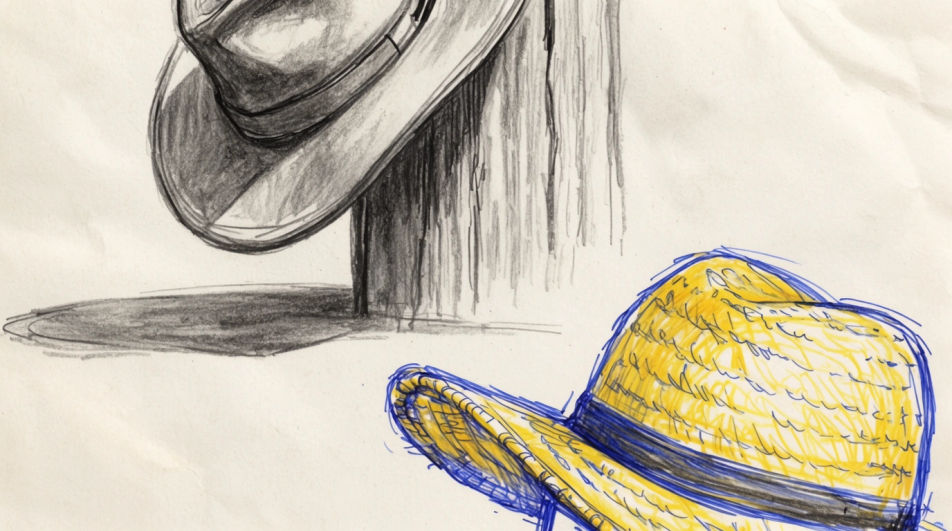 Hat resting on a fence post