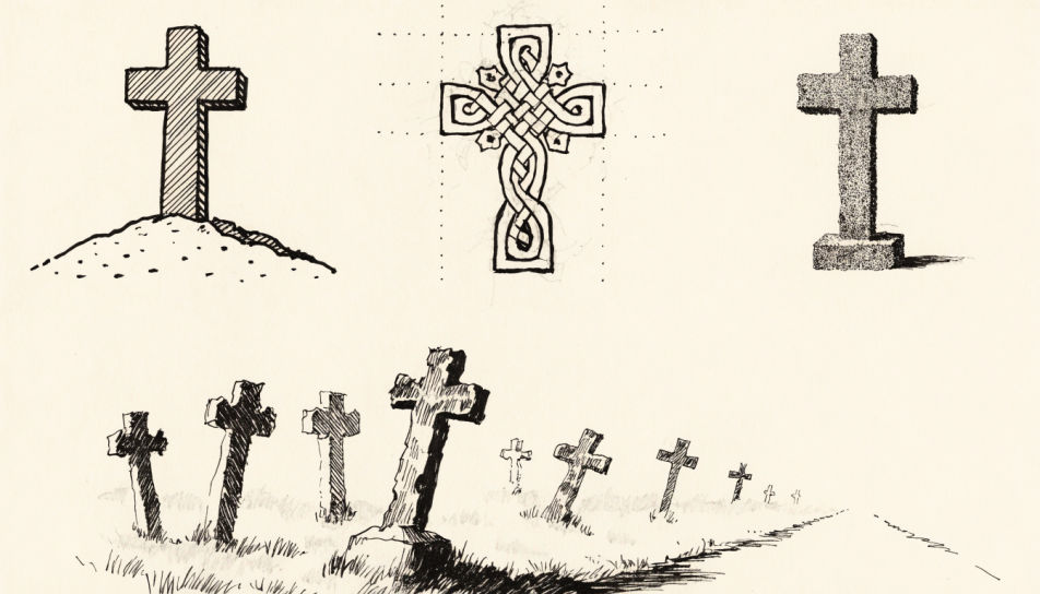 Crosses in a quiet churchyard