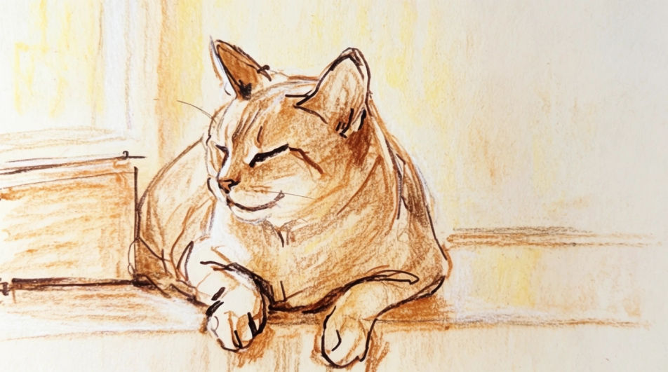 Cat loafing on a windowsill