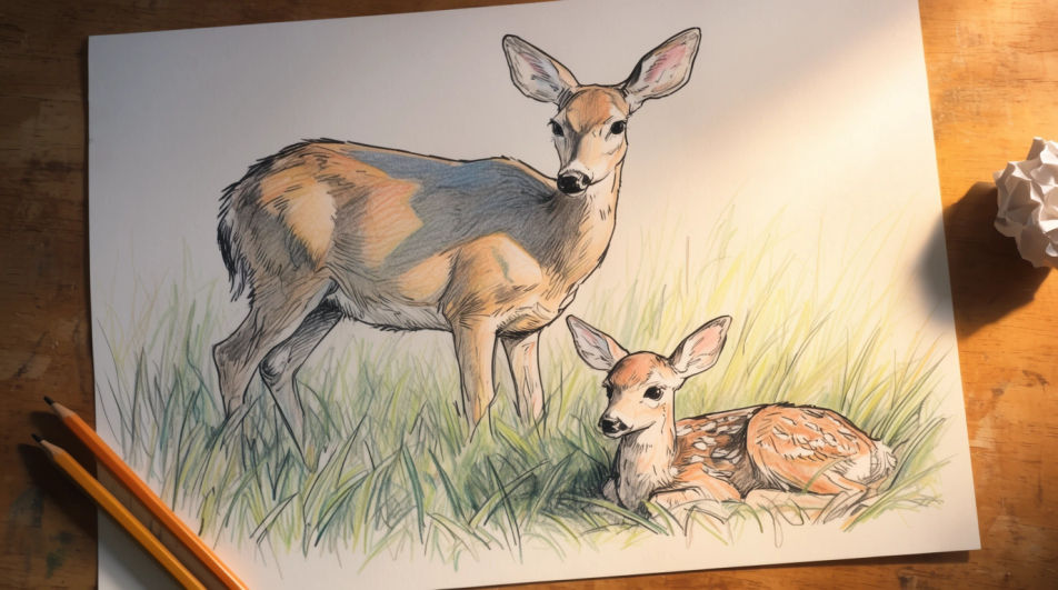 Doe and fawn