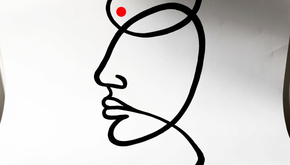 Line-drawn face in profile