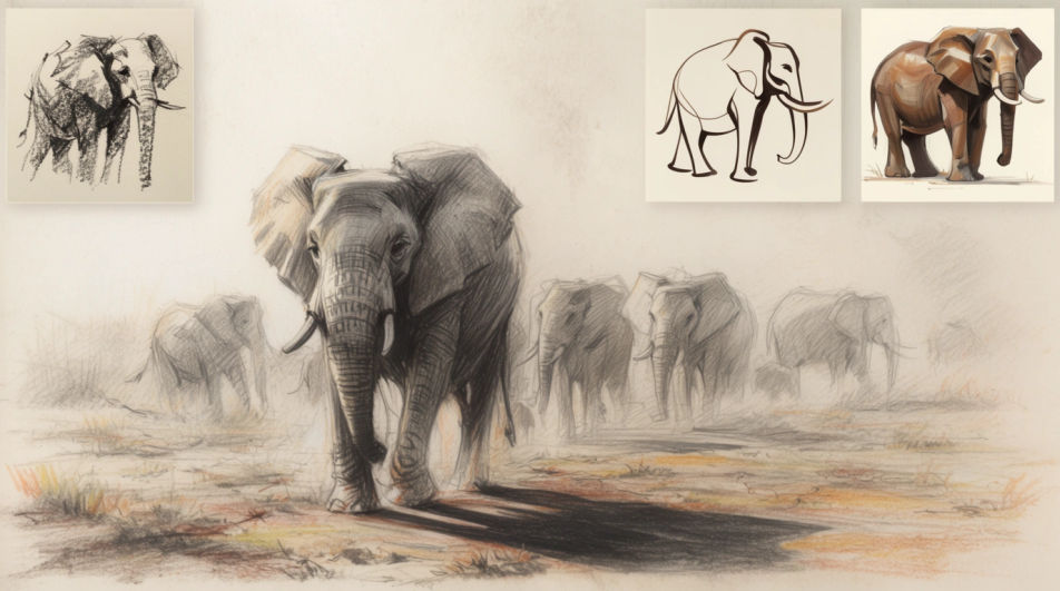 Herd crossing open ground