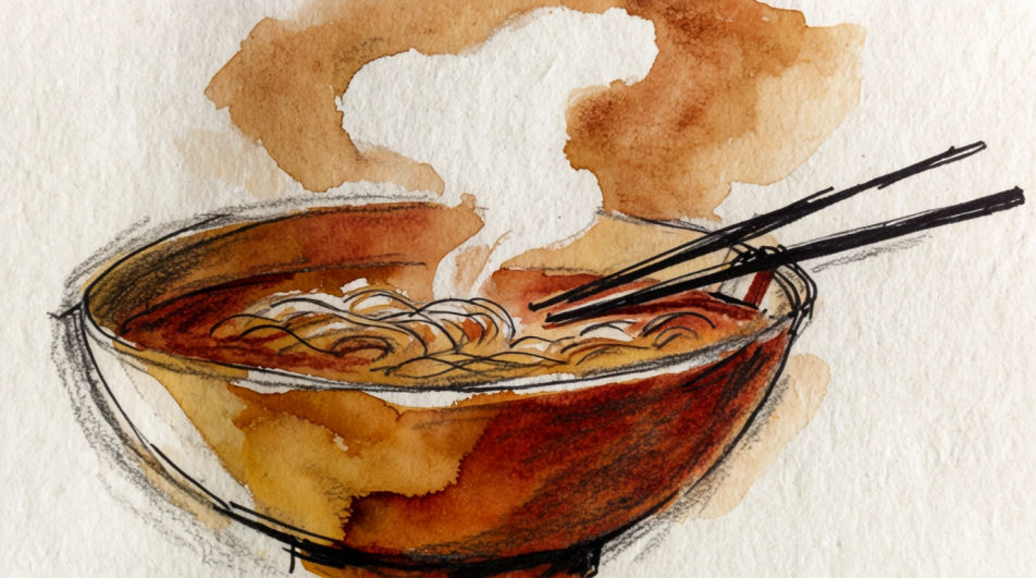 Steaming bowl of noodles