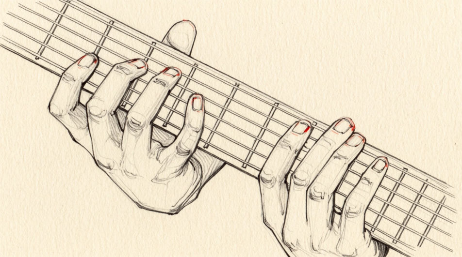 Hands on the fretboard