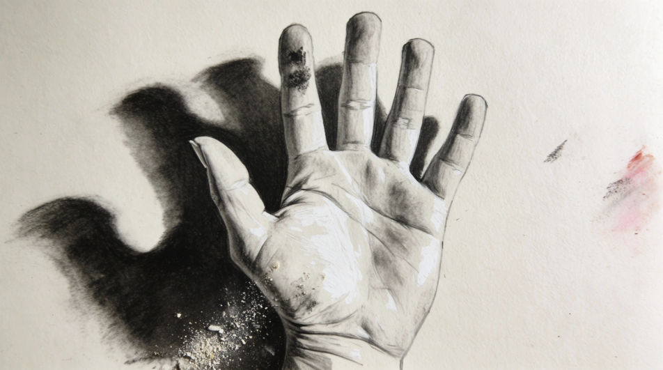 Open hand catching light