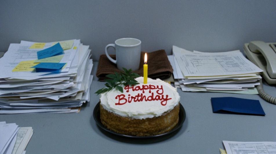 Office desk celebration