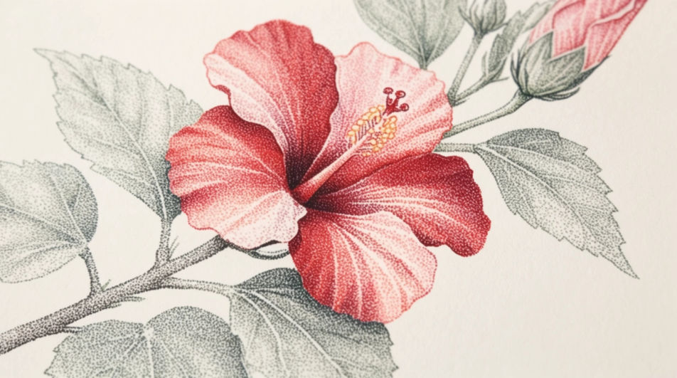 Hibiscus on the branch