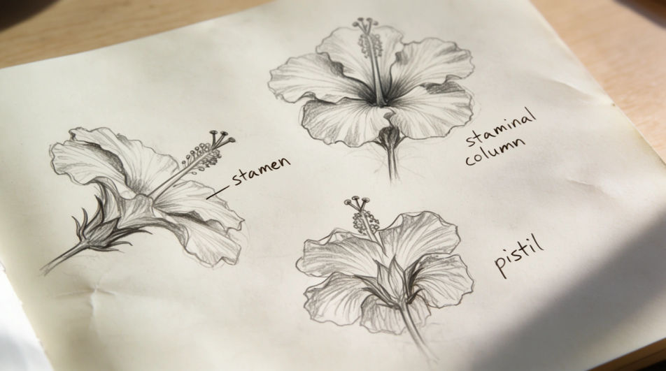 Three-bloom study sheet
