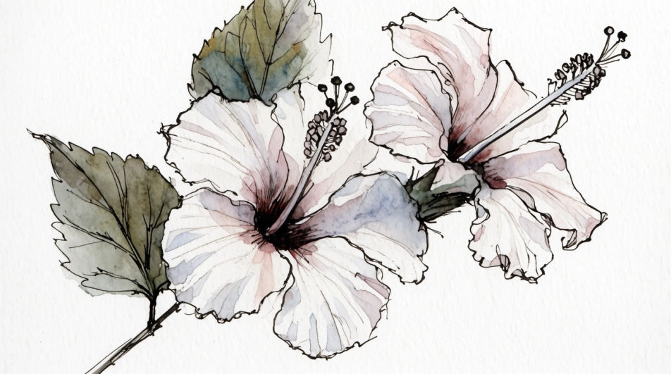 Watercolour hibiscus spray