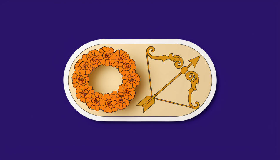 Garland and emblem tray