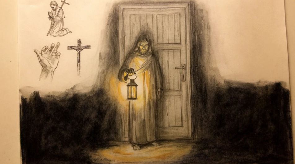 Lantern in the doorway