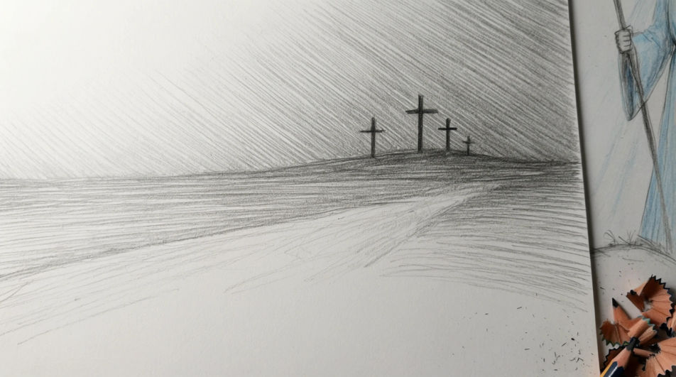 Hilltop cross at dawn