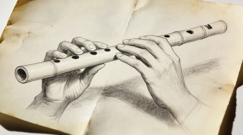 Flute held in both hands