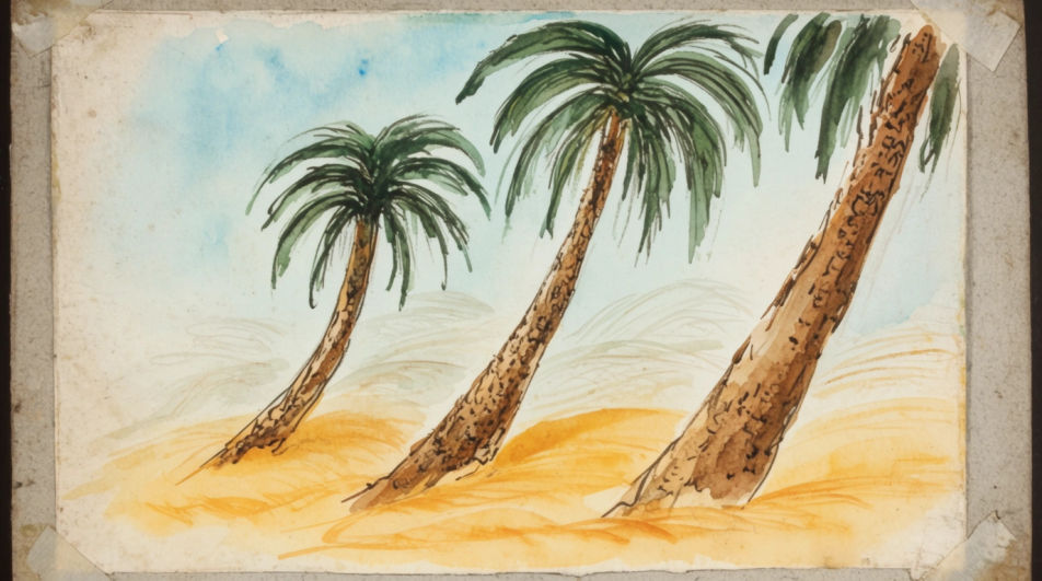 Beach with three palms