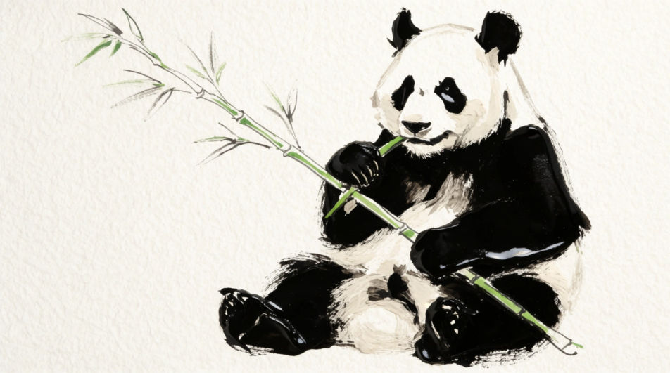 Panda eating bamboo