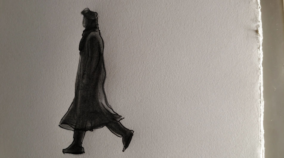 Walking figure in profile