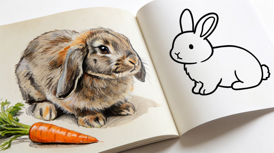 Outline rabbit for colouring