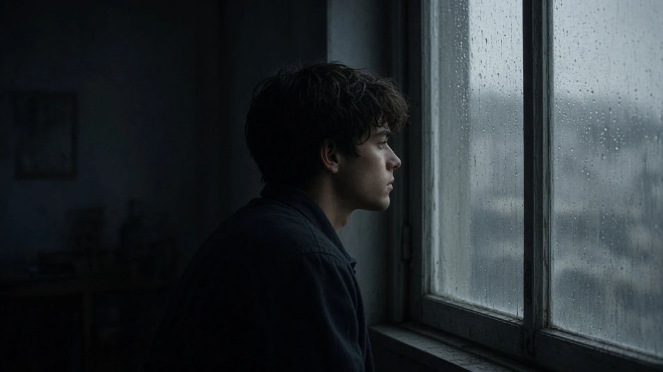 Window seat, grey afternoon