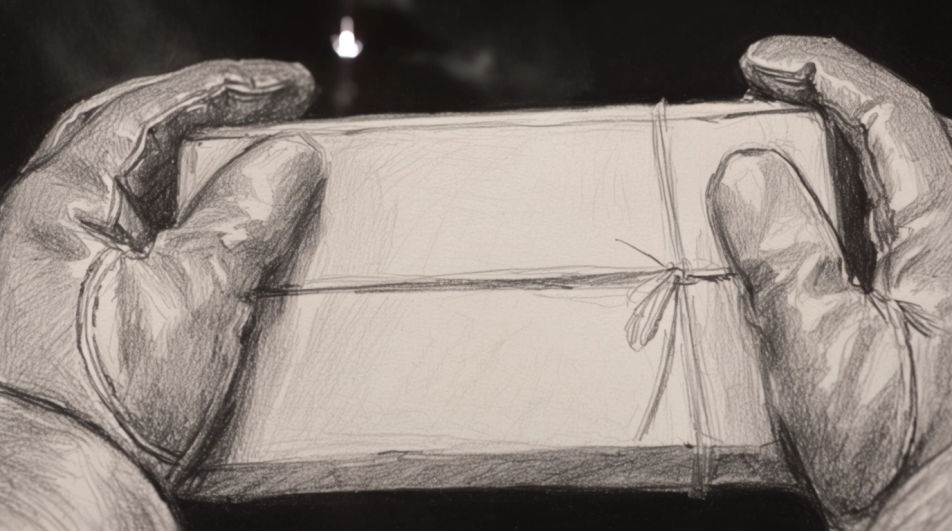 Hands and a wrapped parcel