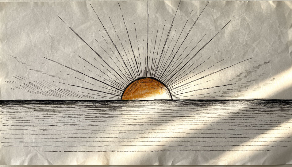 Sun rising over water