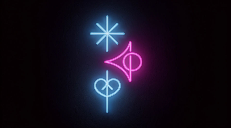 Neon symbol wall