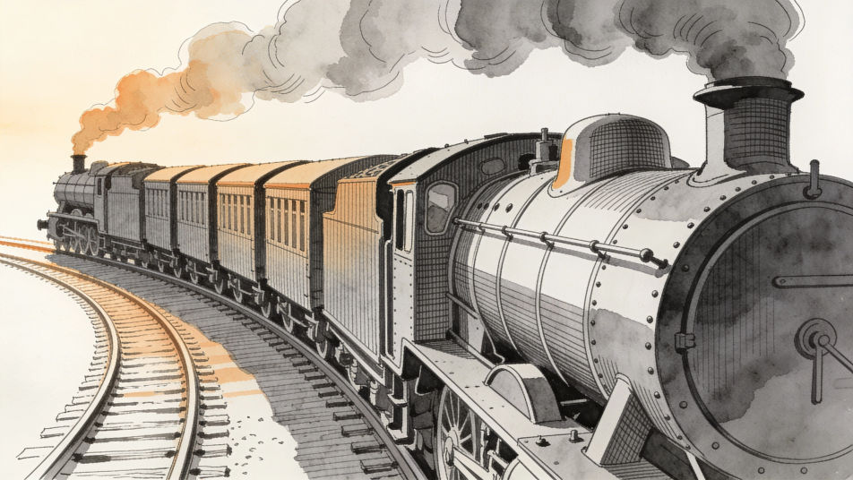 Train coming round a bend