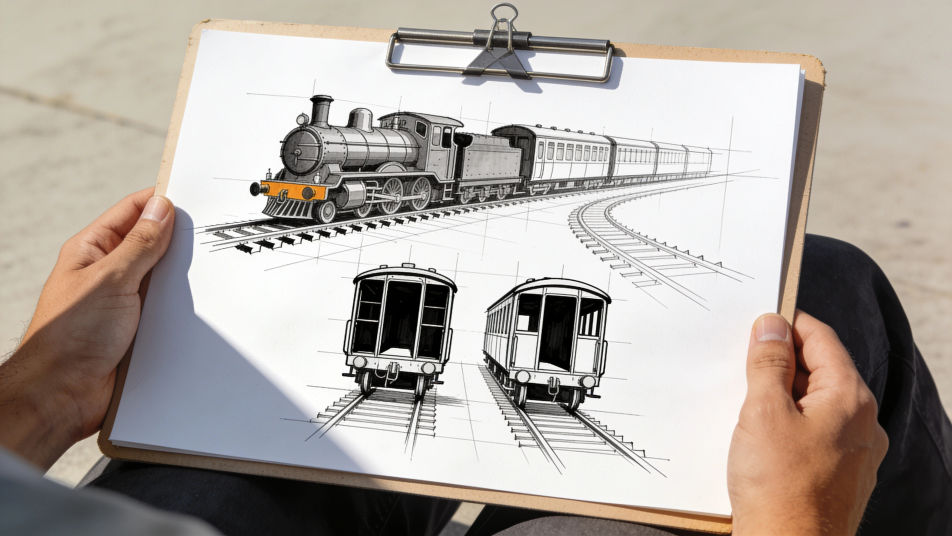 Outline train for colouring