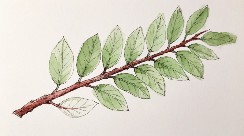 Single leafy branch