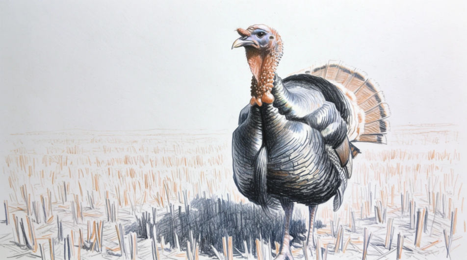 Turkey in a stubble field