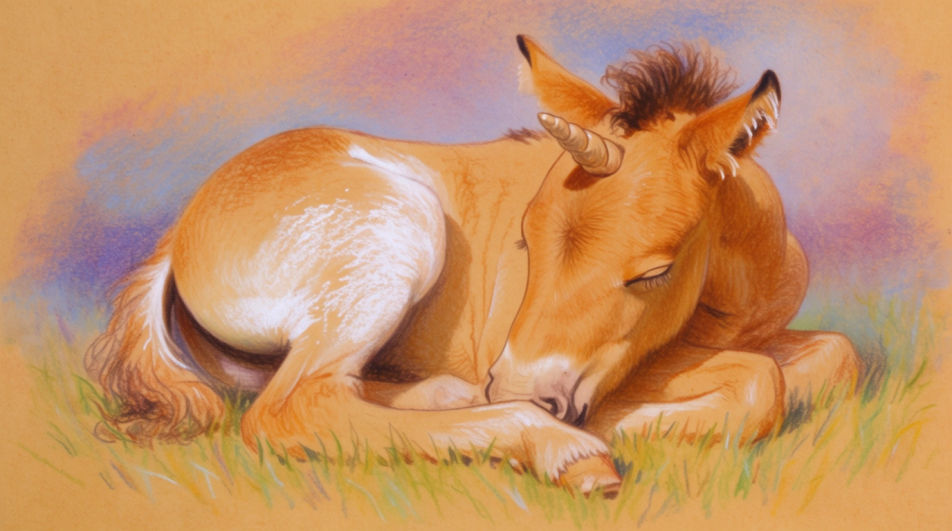 Unicorn foal resting