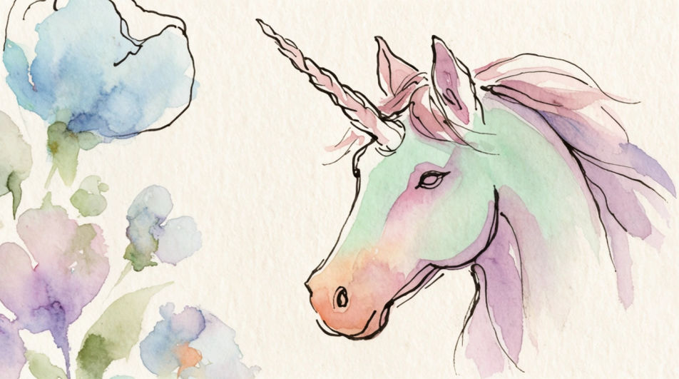 Unicorn among flowers