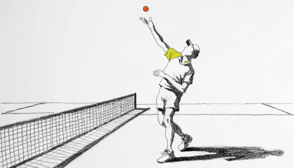 Serve at the baseline