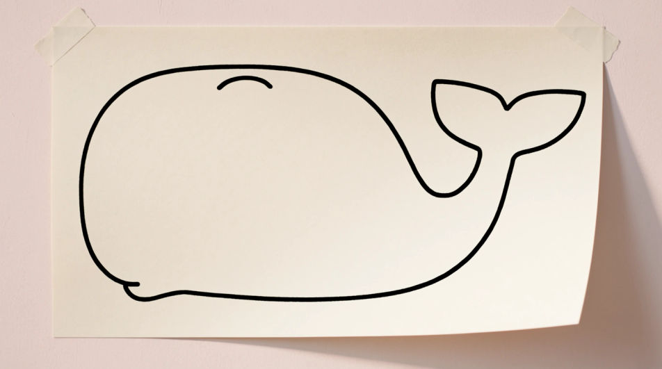 Outline whale for colouring