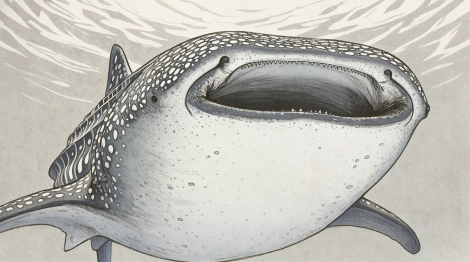 Whale shark from below