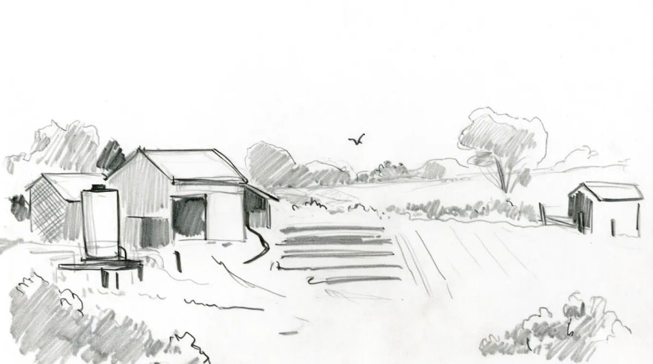 Village farm landscape