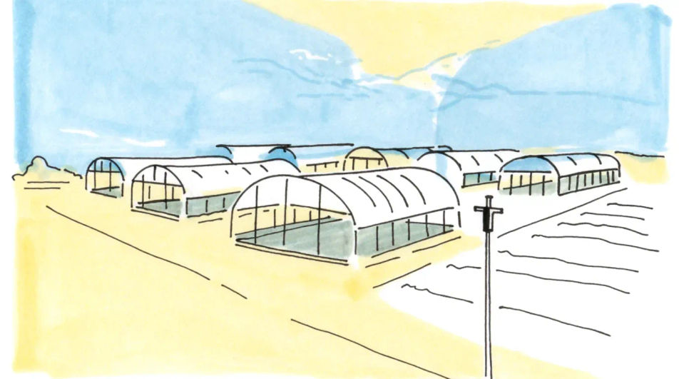 Modern farm scenery