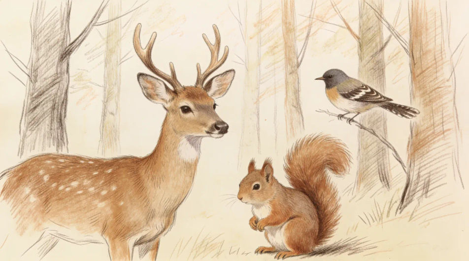 Forest animals together