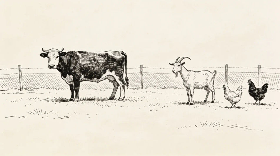Farm animals in the field