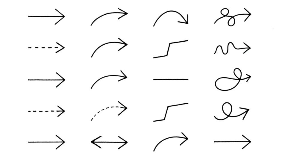 Sheet of arrow variations