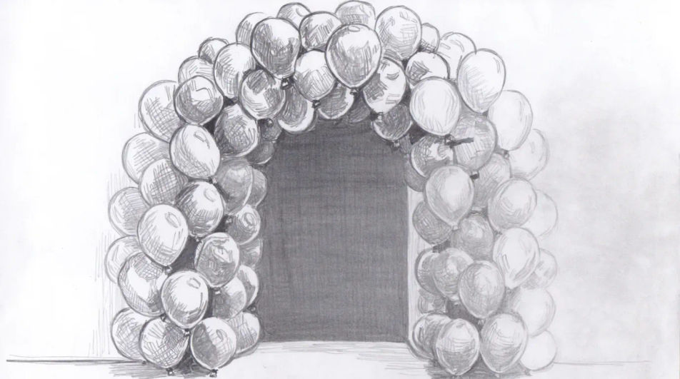 Balloon arch at a doorway