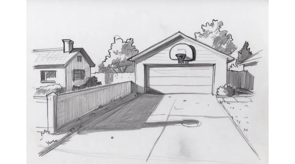 Hoop on a garage wall