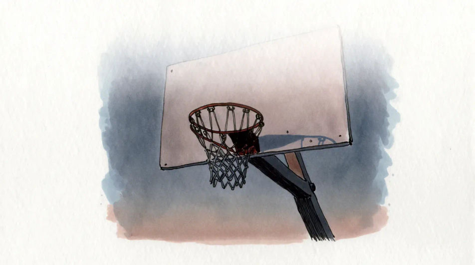 Outdoor hoop at dusk