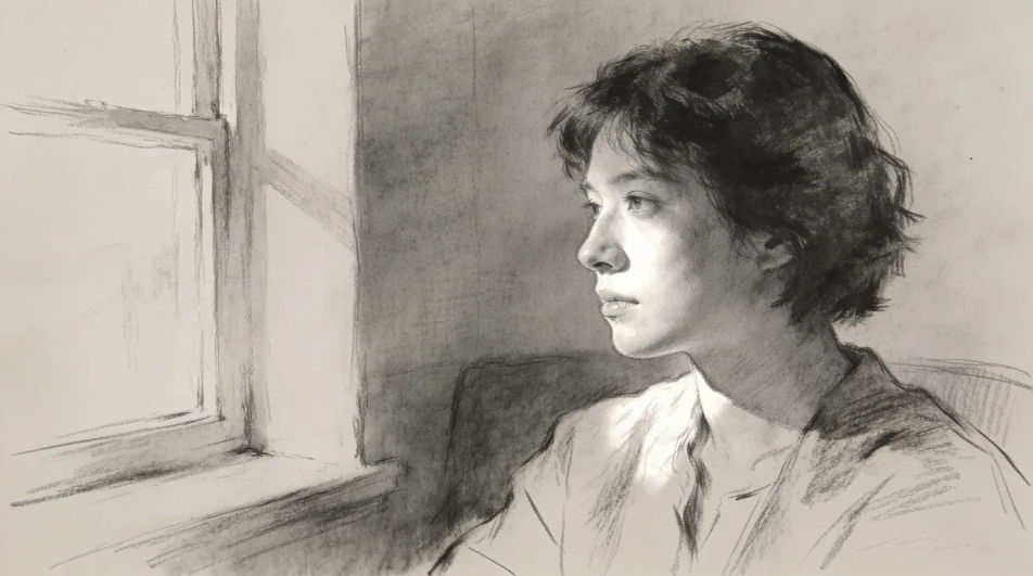 A girl looking out of a window