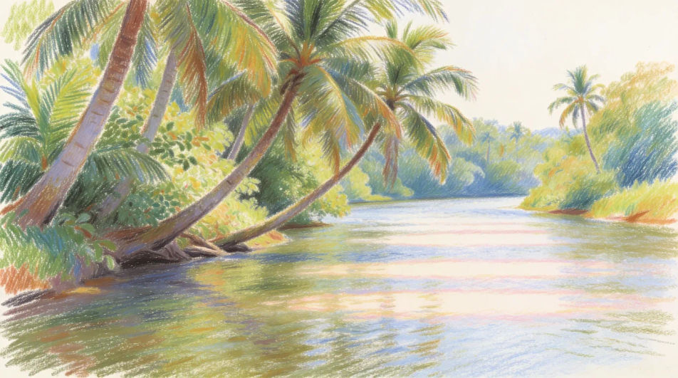 Riverbank with reflections