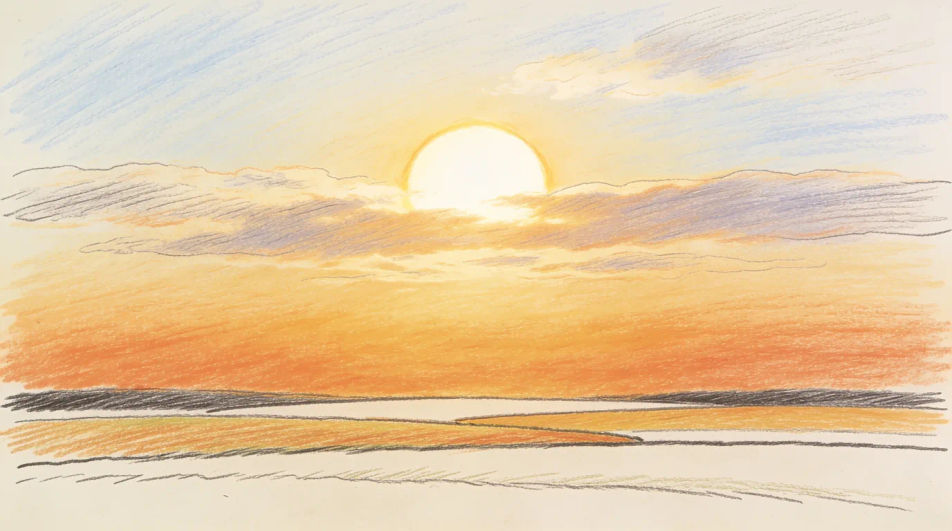 Sunrise over open fields
