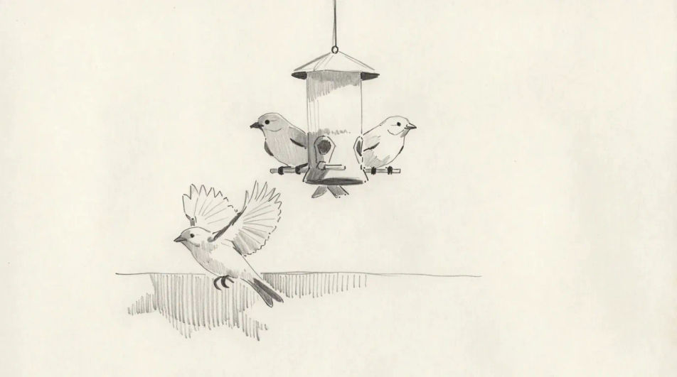 Birds at a feeder