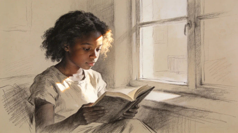 Reading by a window