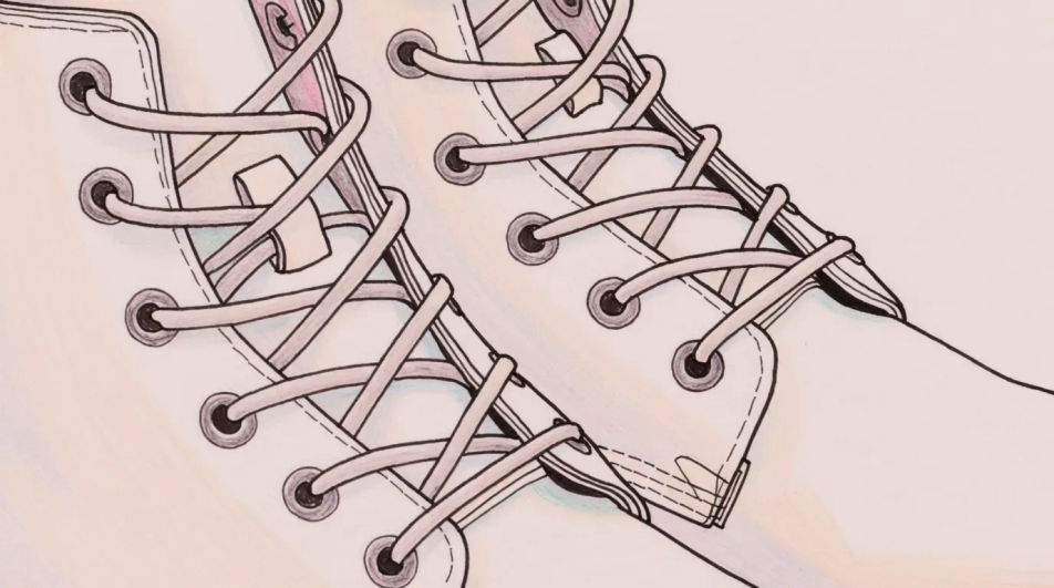 Lacing detail across the page
