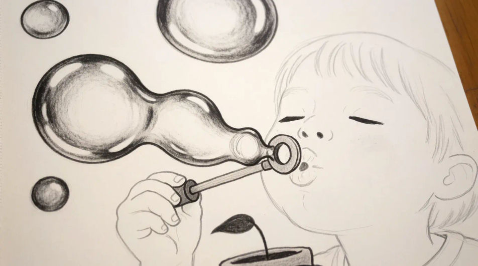Blowing bubbles in the garden